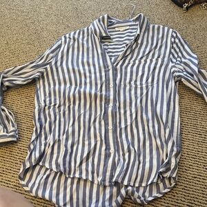 beachlunchlounge Blue and White Striped Button Down Shirt